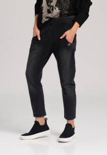 Spodnie dresowe z czarnego denimu Jeans Look 603