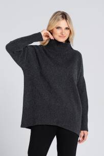 Sweter damski wełniany z kaszmirem Saar Look 263 czarny melanż