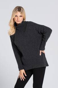Sweter damski wełniany z kaszmirem Saar Look 263 czarny melanż