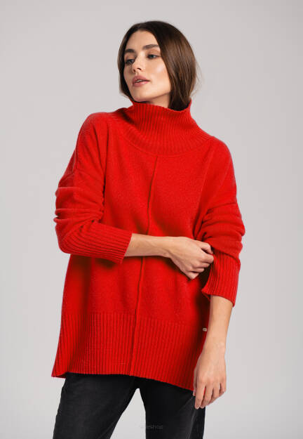 Sweter wełniany z kaszmirem Saar Look 263 czerwony