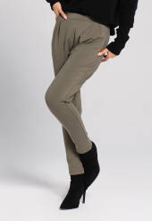 Spodnie damskie bawełniane cygaretki Boyfriend Look 415 oliwkowe